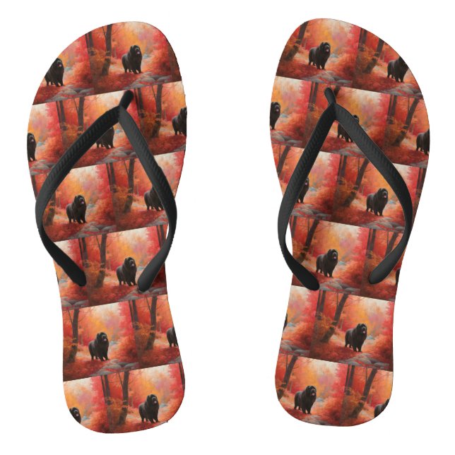 Newfoundland in Autumn Leaves Fall Inspire  Flip Flops (Footbed)
