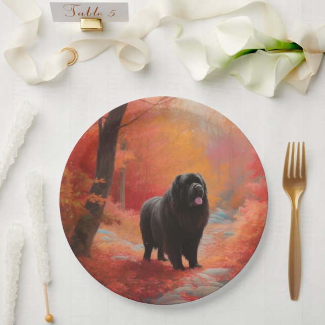 Newfoundland in Autumn Leaves Fall Inspire  Paper Plate (Wedding)
