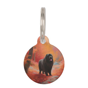 Newfoundland in Autumn Leaves Fall Inspire Pet Tag