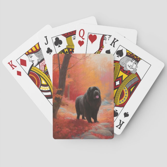 Newfoundland in Autumn Leaves Fall Inspire  Playing Cards (Back)