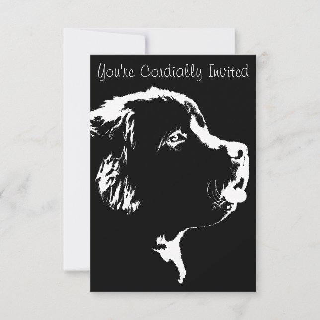 Newfoundland Invitations Personalise Dog RSVP Card (Front)