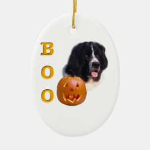 Newfoundland Landseer Halloween Boo Ceramic Tree Decoration