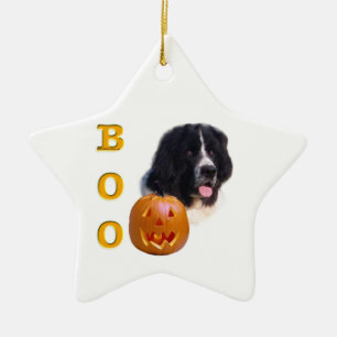 Newfoundland Landseer Halloween Boo Ceramic Tree Decoration