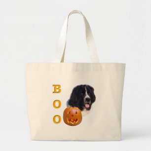 Newfoundland (landseer) Halloween Boo Large Tote Bag