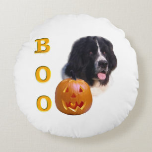 Newfoundland Landseer Halloween Boo Round Cushion