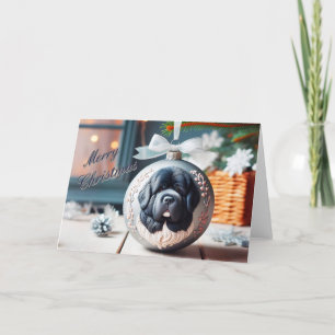 Newfoundland Landseer on Christmas Ornament Card