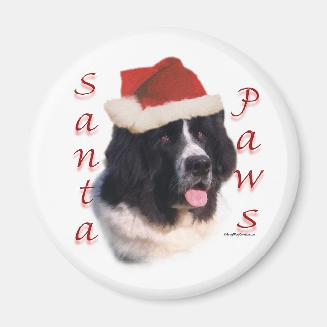 Newfoundland (landseer) Santa Paws Magnet (Front)