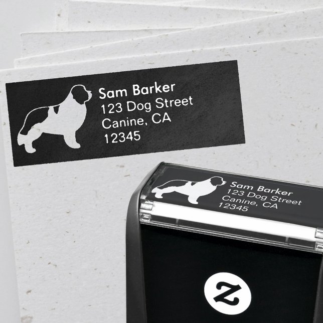 Newfoundland Landseer Silhouette Return Address Self-inking Stamp (Creator Uploaded)