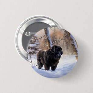 Newfoundland Let It Snow Christmas  6 Cm Round Badge