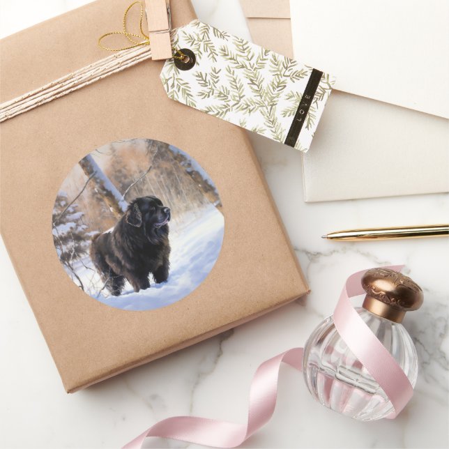 Newfoundland Let It Snow Christmas  Classic Round Sticker (Gifting)