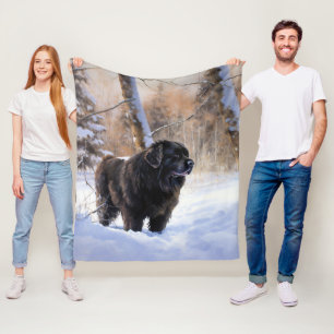 Newfoundland Let It Snow Christmas  Fleece Blanket