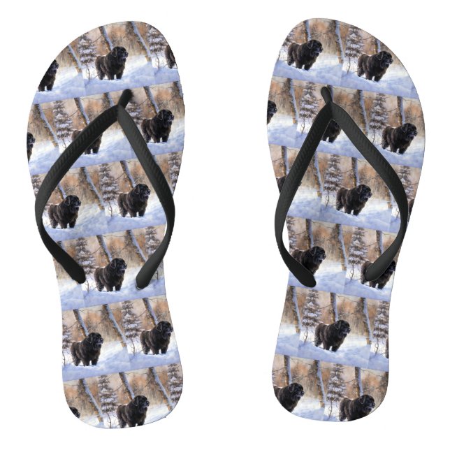 Newfoundland Let It Snow Christmas  Flip Flops (Footbed)