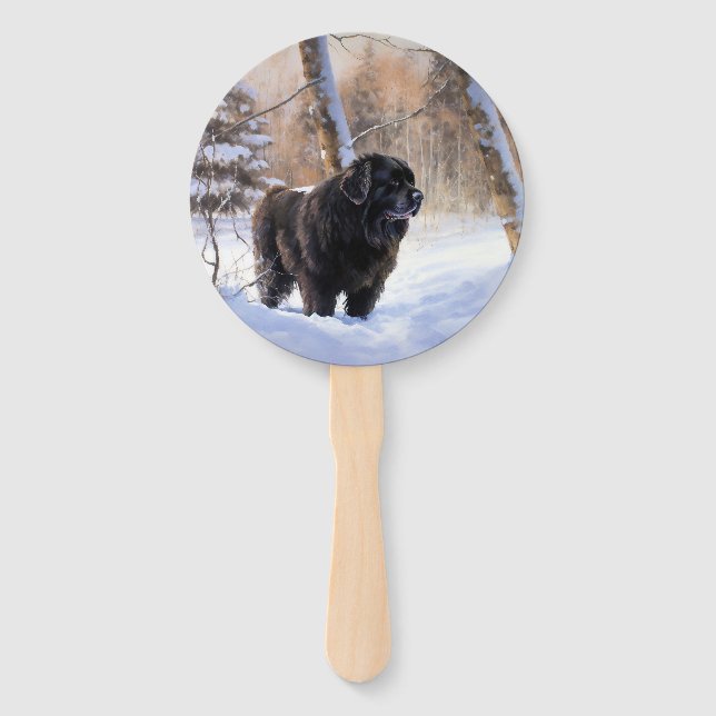 Newfoundland Let It Snow Christmas  Hand Fan (Front)