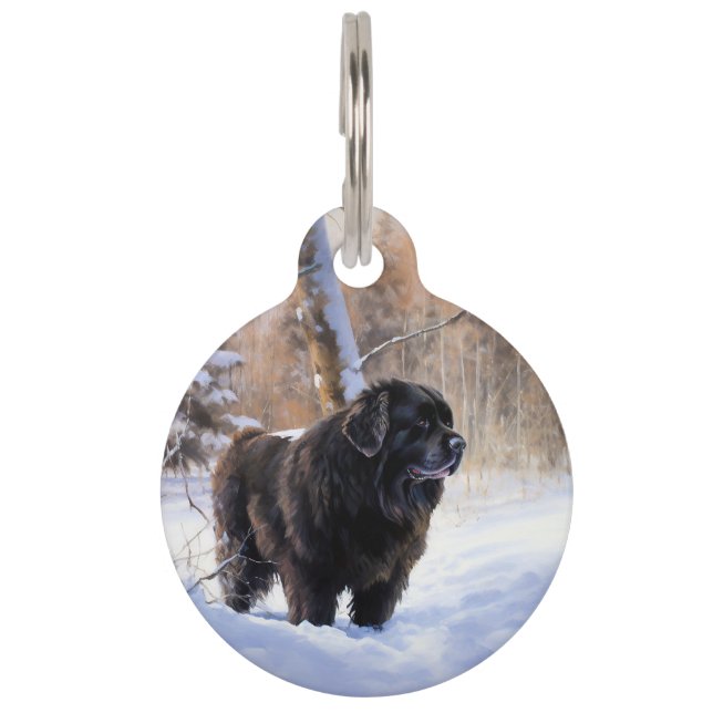 Newfoundland Let It Snow Christmas  Pet Tag (Front)