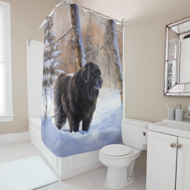 Newfoundland Let It Snow Christmas  Shower Curtain (In Situ)