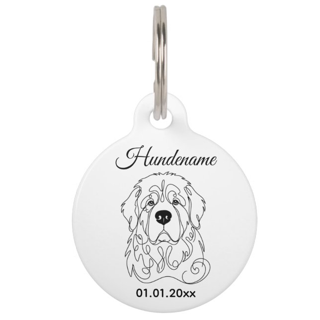 Newfoundland Minimalist Line Art Personalized Tag (Front)