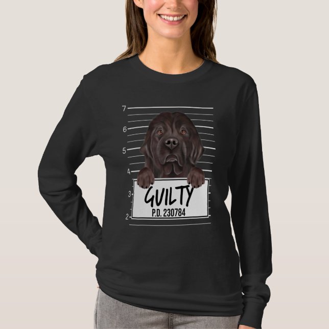 Newfoundland Mugshot Guilty Dog T-Shirt (Front)
