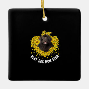 Newfoundland mum lovers   sunflower dog gift ceramic ornament