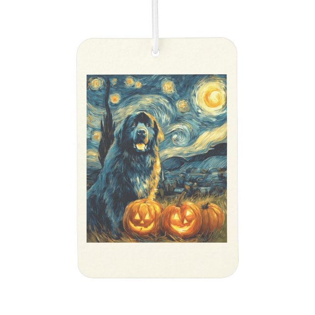 Newfoundland Newfie Cute Dog Halloween Jack O Lant Car Air Freshener (Front)