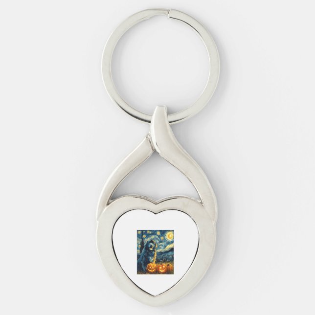 Newfoundland Newfie Cute Dog Halloween Jack O Lant Key Ring (Front)