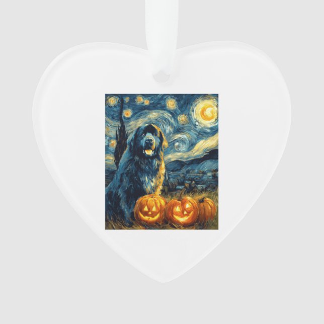 Newfoundland Newfie Cute Dog Halloween Jack O Lant Ornament (Front)