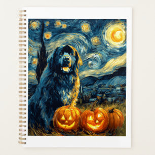 Newfoundland Newfie Cute Dog Halloween Jack O Lant Planner