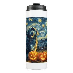 Newfoundland Newfie Cute Dog Halloween Jack O Lant Thermal Tumbler