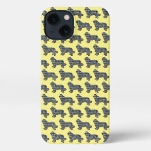Newfoundland Newfie DogCute Silhouette Grid Yellow iPhone 13 Case