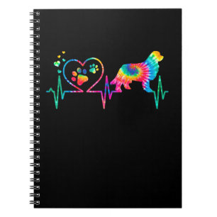 Newfoundland newfie heartbeat tie dye dog gift notebook