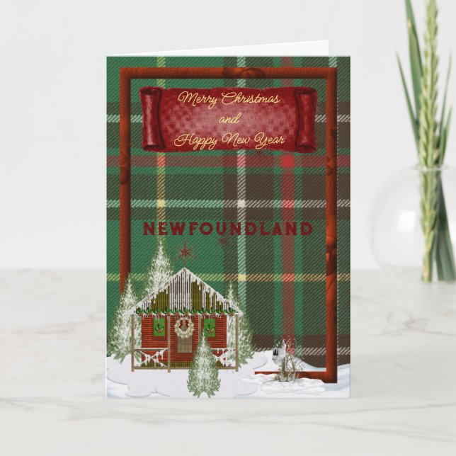 Newfoundland Original Provincial Tartan Holiday Card (Front)