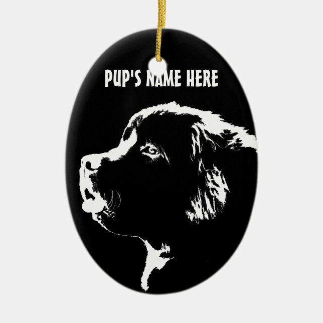Newfoundland Ornament Personalised Dog Decoration (Front)