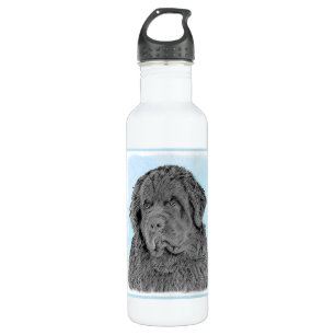 Newfoundland Painting - Cute Original Dog Art 710 Ml Water Bottle