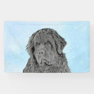 Newfoundland Painting - Cute Original Dog Art Banner