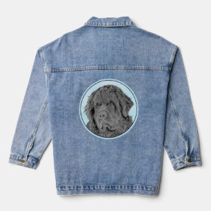 Newfoundland Painting - Cute Original Dog Art Denim Jacket