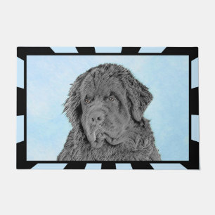Newfoundland Painting - Cute Original Dog Art Doormat