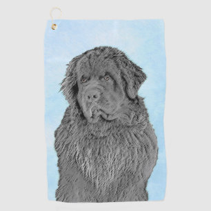 Newfoundland Painting - Cute Original Dog Art Golf Towel