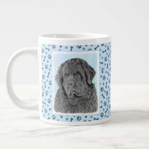 Newfoundland Painting - Cute Original Dog Art Large Coffee Mug