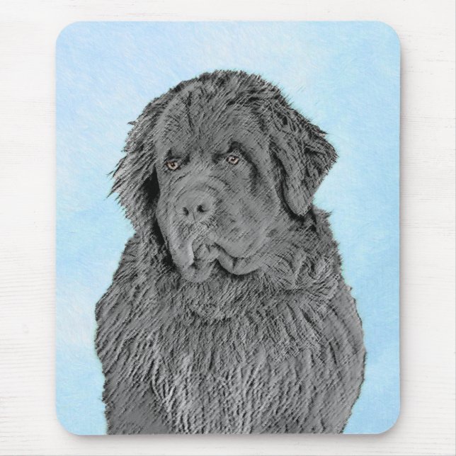 Newfoundland Painting - Cute Original Dog Art Mouse Mat (Front)