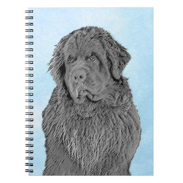 Newfoundland Painting - Cute Original Dog Art Notebook (Front)