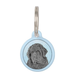 Newfoundland Painting - Cute Original Dog Art Pet Tag