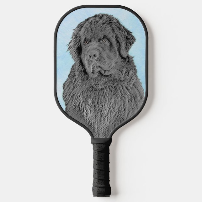 Newfoundland Painting - Cute Original Dog Art Pickleball Paddle (Front)