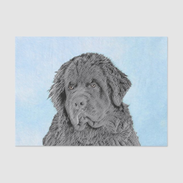 Newfoundland Painting - Cute Original Dog Art Tissue Paper (Front)
