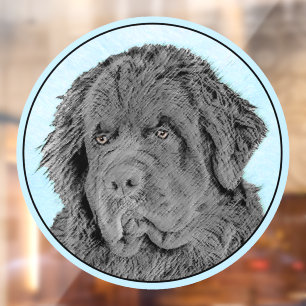 Newfoundland Painting - Cute Original Dog Art Window Cling