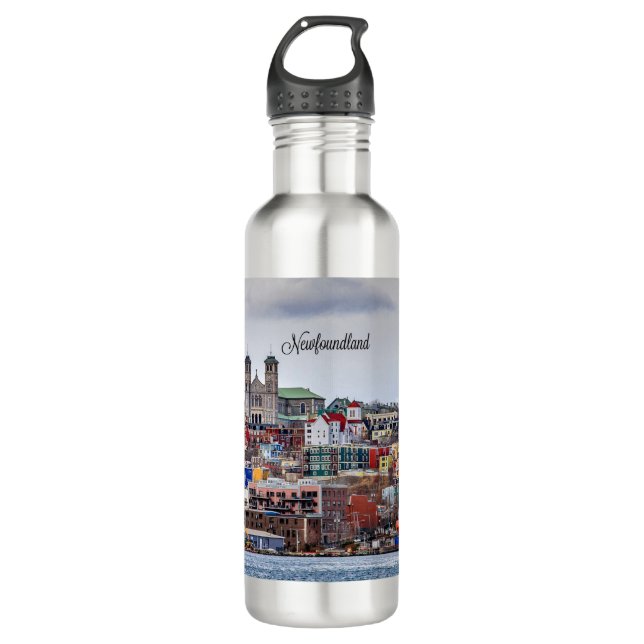 Newfoundland, panoramic cityscape photograph 710 ml water bottle (Front)