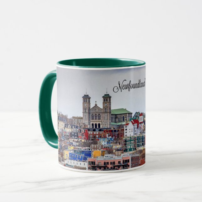 Newfoundland, panoramic cityscape photograph mug (Front Left)