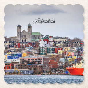 Newfoundland, panoramic cityscape photograph paper coaster