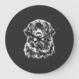 Newfoundland Portrait Minimalist Apparel Large Clock