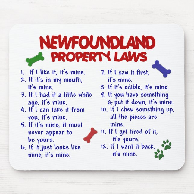 NEWFOUNDLAND Property Laws 2 Mouse Mat (Front)