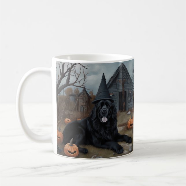 Newfoundland Pumpkins Halloween Scary  Coffee Mug (Left)