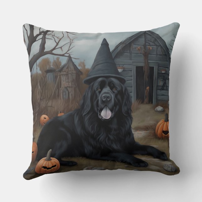 Newfoundland Pumpkins Halloween Scary  Cushion (Back)